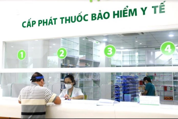 Quầy cấp thuốc cho bệnh nhân tới khám tại Bệnh viện Đa khoa quốc tế Hoàn Mỹ Thủ Đức. Ảnh: BVCC